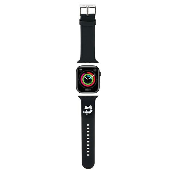 Karl Lagerfeld Pasek KLAWMSLCNK Apple Watch 38/40/41mm czarny/black strap 3D Rubber Choupette Heads 