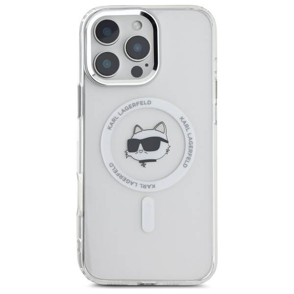 Etui Karl Lagerfeld iPhone 16 Pro Max 6.9" biały/white hardcase IML Metal Choupette Head MagSafe