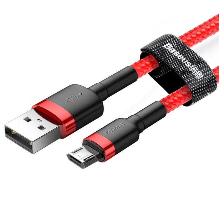 Baseus Cafule Cable wytrzymały nylonowy kabel przewód USB / micro USB QC3.0 1.5A 2M czerwony (CAMKLF-C09)