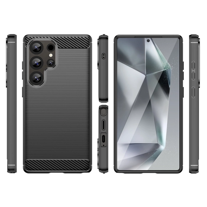 Etui silikonowe Carbon Case do Samsung Galaxy S25 Ultra - czarne