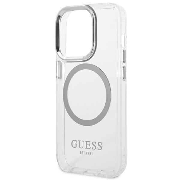 Etui GUESS Apple iPhone 14 Pro Max Metal Outline Magsafe Srebrny Hardcase