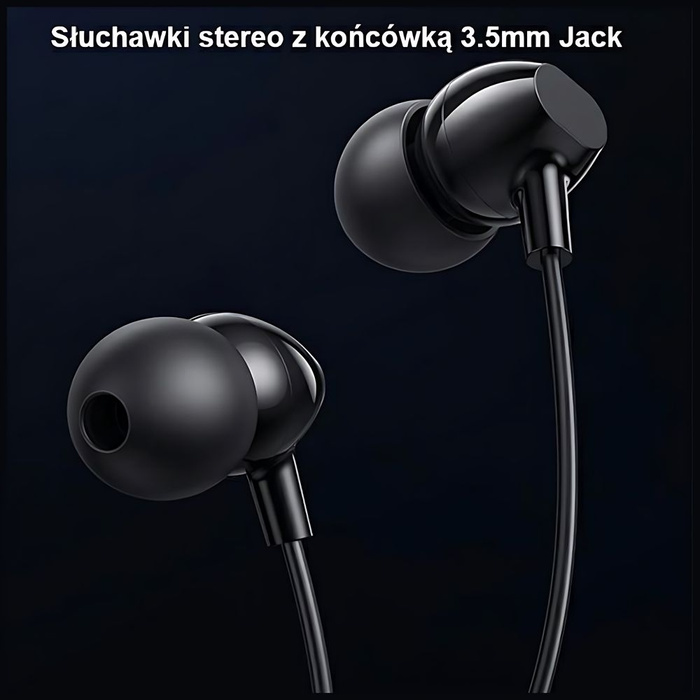 USAMS Słuchawki stereo EP-47 3.5mm czarny/black 1,2m HSEP4701 (US-SJ594)