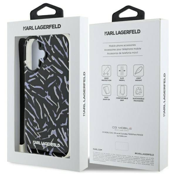 Etui Karl Lagerfeld iPhone 16 Plus 6.7" fioletowy/purple Zebra With Cord