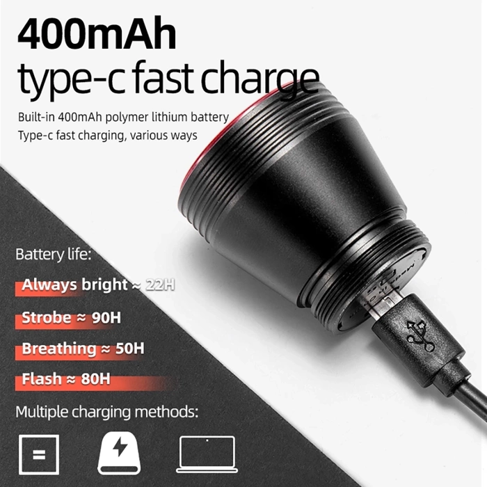 Lampka rowerowa Rockbros Q5 tylna z inteligentnym systemem stop - czarna