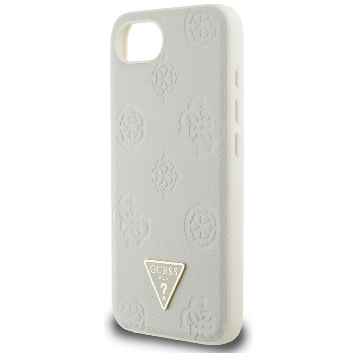 Etui Guess Grained Hot Stamp Peony       Triangle Logo MagSafe do iPhone 16e beżowy