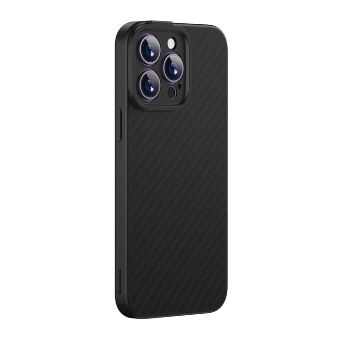 Etui Pancerne etui iPhone 14 Pro kompatybilne z MagSafe szkło hartowane Baseus Synthetic Fiber - czarne Case