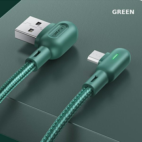 Kabel Kątowy USAMS USB-A MicroUSB U57 1,2m 2A Zielony