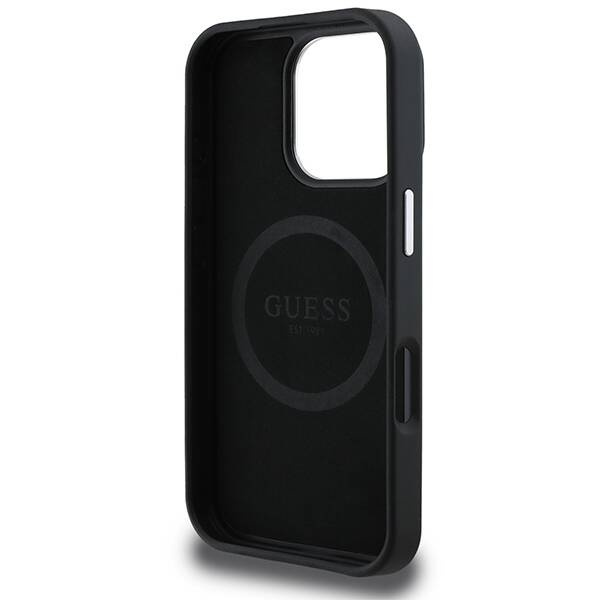 Etui Guess iPhone 16 Pro czarny/black hardcase Grained Triangle MagSafe