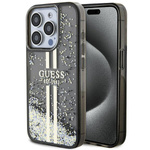 Etui Guess GUHCP15LLFCSEGK iPhone 15 Pro 6.1" czarny/black hardcase Liquid Glitter Gold Stripes Case