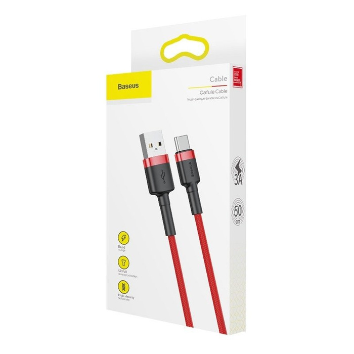 Kabel  BASEUS USB-C Cafule 3A 1m czerwony