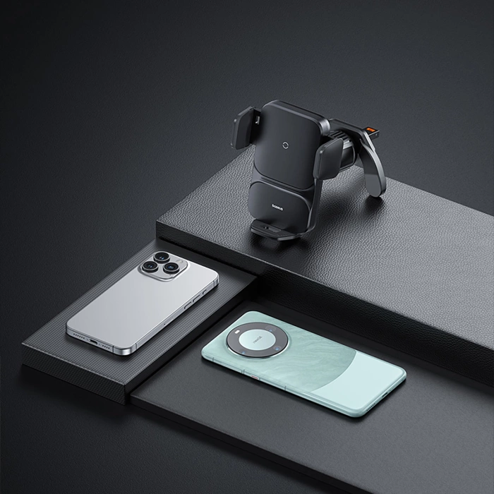 Baseus Wisdom ładowarka indukcyjna uchwyt samochodowy do telefonu na kartkę czarny (CGZX000001)