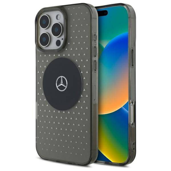 Etui Mercedes iPhone 16 Pro  6.3" czarny/black hardcase MB Case Star Pattern