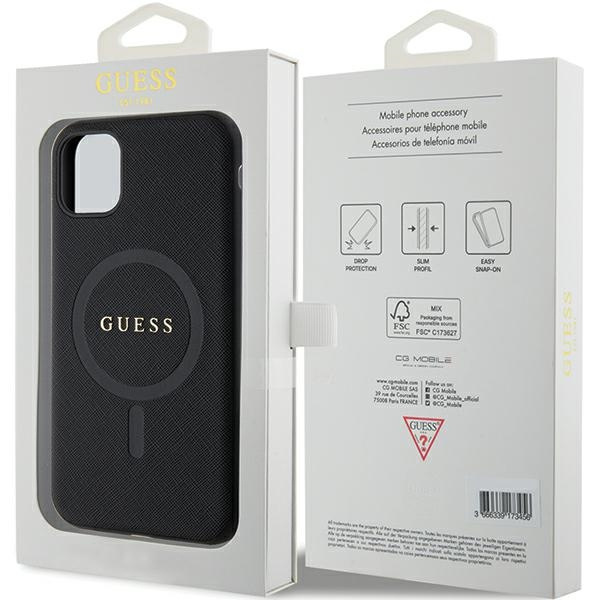 Etui Guess GUHMN61PSAHMCK iPhone 11 / Xr 6.1" czarny/black hardcase Saffiano MagSafe Case