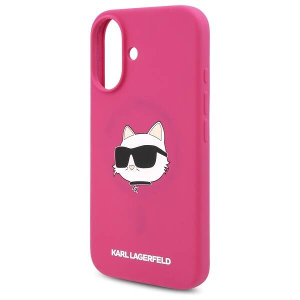 Etui Karl Lagerfeld iPhone 16 6.1" fuksja/fuschia hardcase Silicone Choupette Head Print MagSafe