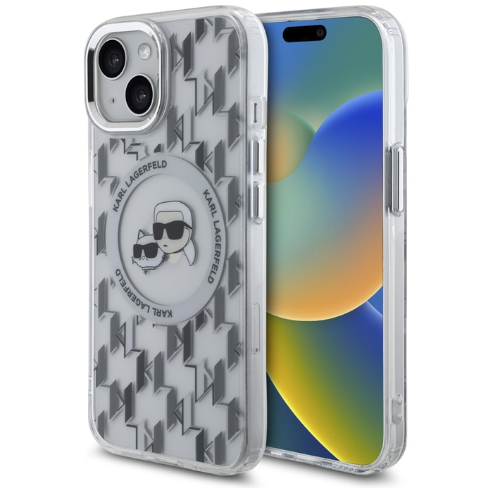 Karl Lagerfeld KLHMP15SHMCKMHT iPhone 15 6.1" przezroczysty/transparent IML Monogram Karl&Choupette Head MagSafe
