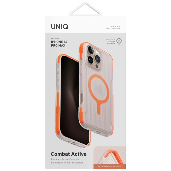 Etui UNIQ Combat Active do iPhone 16 Pro Max Magclick Charging pomarańczowy
