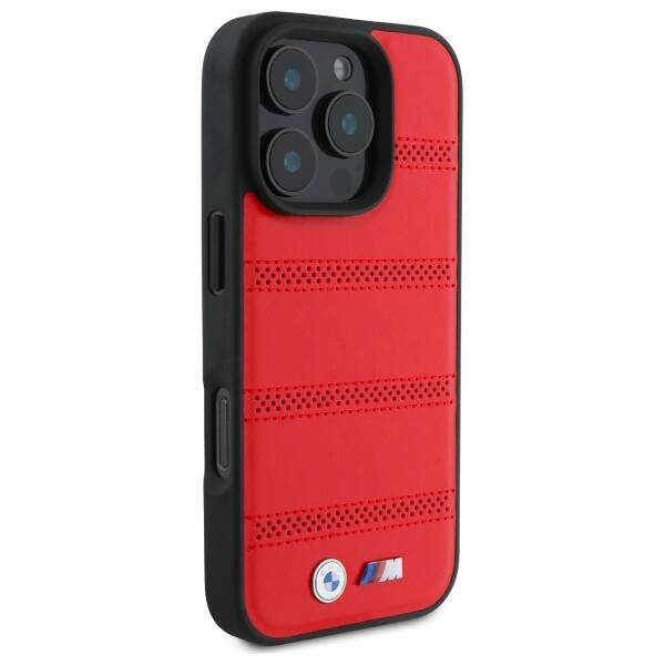 Etui BMW iPhone 16 Pro Max 6.9" czerwony/red hardcase M Perforated And Stitched Line MagSafe