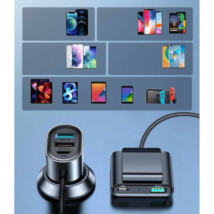 Joyroom ładowarka samochodowa 2xPD + 2xQC3.0 75W 1,5m czarna (JR-CL05)