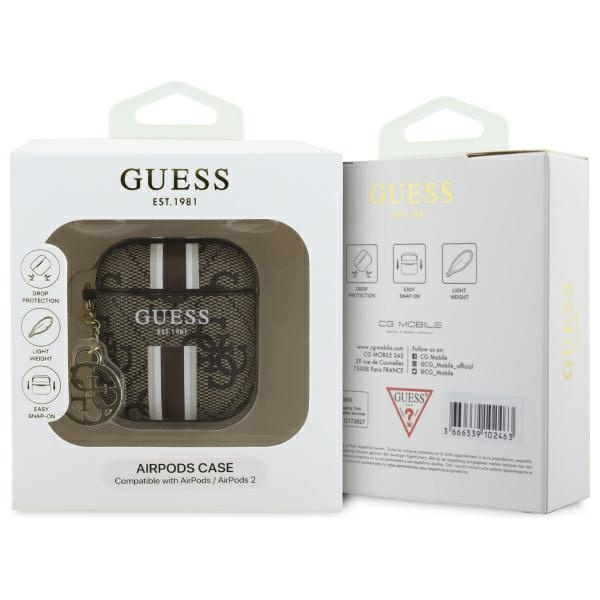 Guess GUA2P4RPSW AirPods 1/2 cover        brązowy/brown 4G Printed Stripes Charm