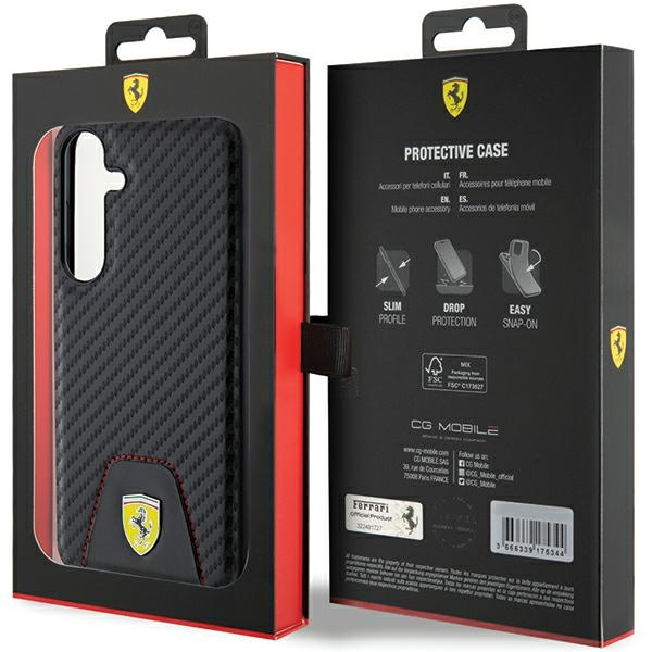 Etui FerrariFEHCS24MN3PUK Samsung Galaxy S24+ S926 czarny/black hardcase Carbon Stitched Bottom Case