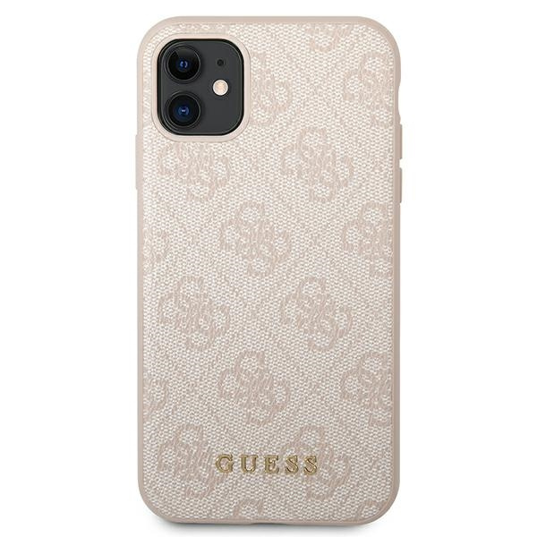 Etui GUESS Apple iPhone 11 4G Metal Gold Logo Różowy Hardcase