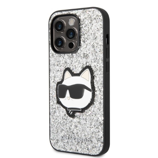 Etui Karl Lagerfeld Klhcp14lg2cps Iphone 14 Pro 6,1" Srebrny/silver Hardcase Glitter Choupette Patch Case