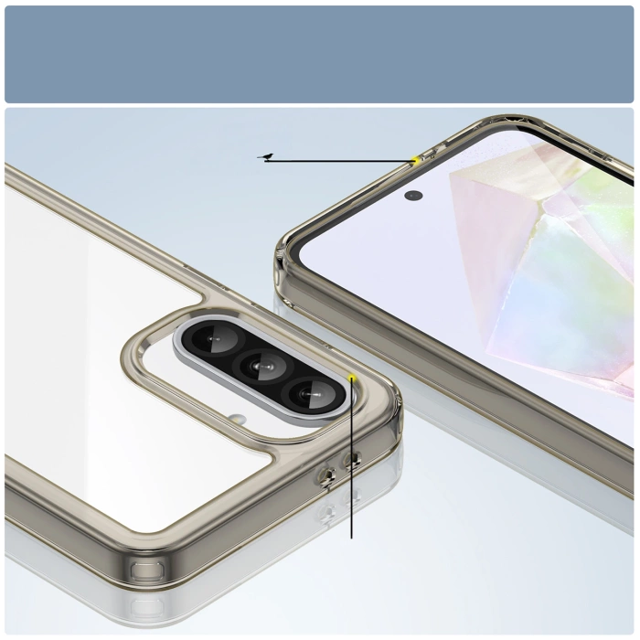 Etui Outer Space Case do Samsung Galaxy A26 pokrowiec z elastyczną ramką  - półprzezroczyste, czarne