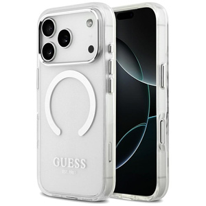 Etui Guess Metal Outline MagSafe do      iPhone 17 Pro srebrny