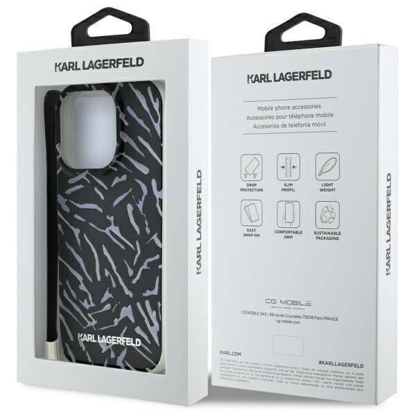Etui Karl Lagerfeld iPhone 16 Pro Max 6.9" fioletowy/purple Zebra With Cord