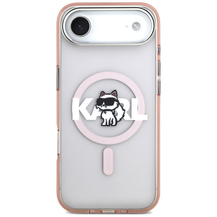 Etui Karl Lagerfeld IML Choupette Sketch Logo MagSafe do iPhone 17 Air różowy