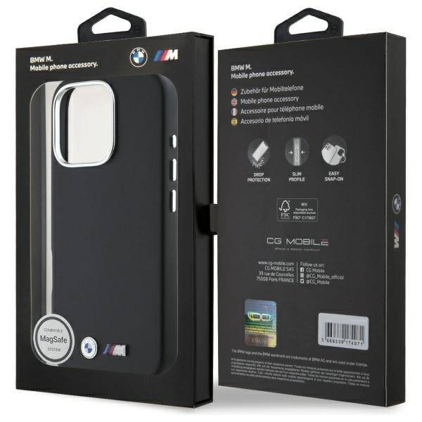 Etui BMW iPhone 16 Pro Max 6.9" czarny/black hardcase M Smooth Full Wrapped Metal MagSafe