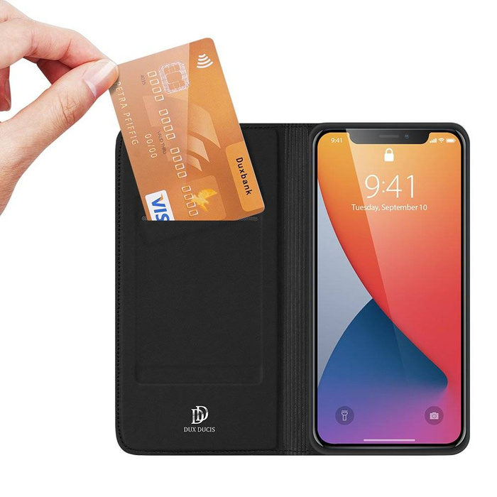DUX DUCIS Skin Pro kabura etui pokrowiec z klapką iPhone 12 Pro / iPhone 12 czarny