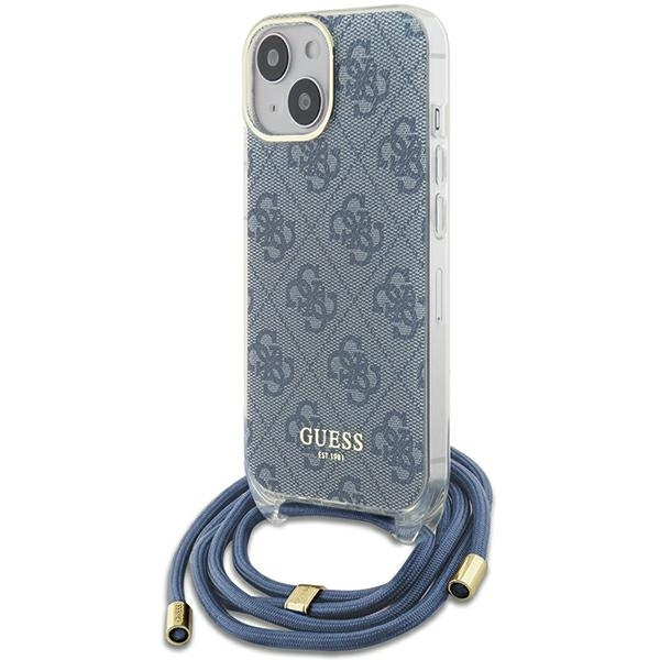 Etui Guess GUHCP15SHC4SEB iPhone 15 / 14 / 13 6.1" niebieski/blue hardcase Crossbody Cord 4G Print Case