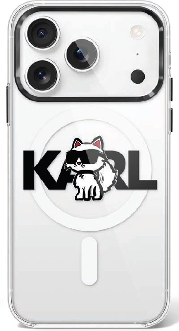 Etui Karl Lagerfeld IML Choupette Sketch Logo MagSafe do iPhone 17 Pro przezroczysty