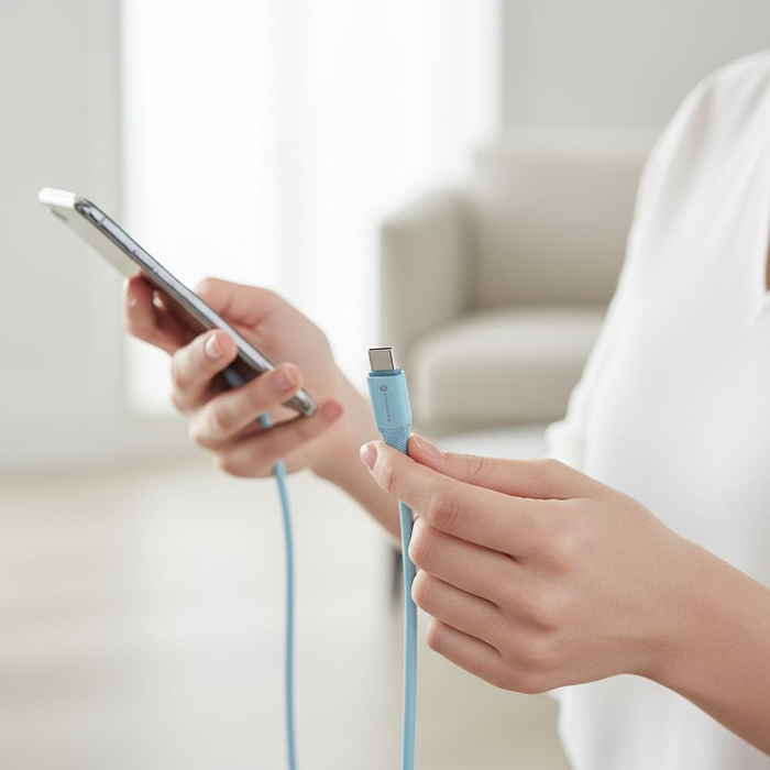 Kabel USB C do USB C Forcell F-Energy QC4.0 PD 5A 100W Silicone 1 m C347 niebieski