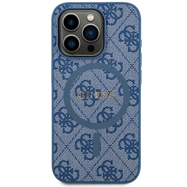Etui Guess GUHMP15XG4GFRB iPhone 15 Pro Max 6.7" niebieski/blue hardcase 4G Collection Leather Metal Logo MagSafe Case