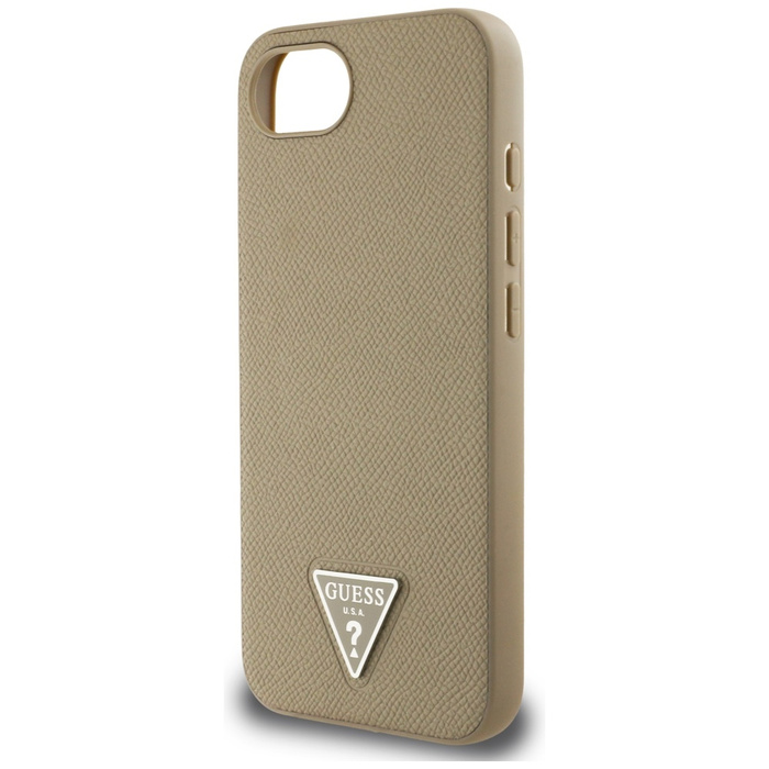 Etui Guess Grained Triangle MagSafe do   iPhone 16e brązowy
