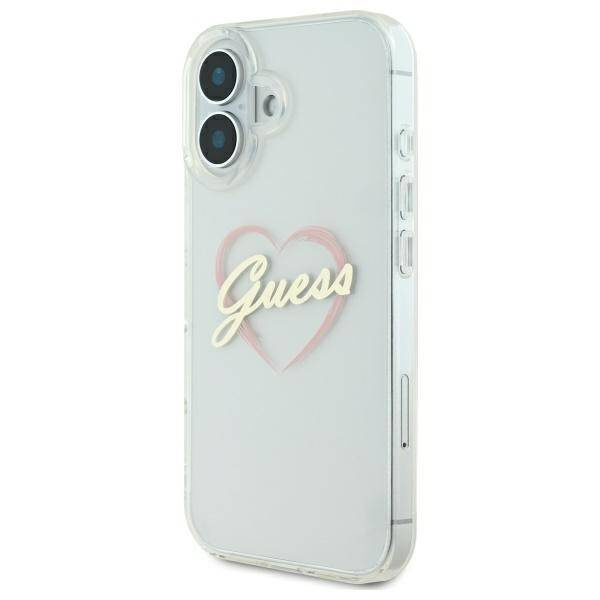 Etui Guess iPhone 16 6.1" przeźroczysty/transparent hardcase IML Heart