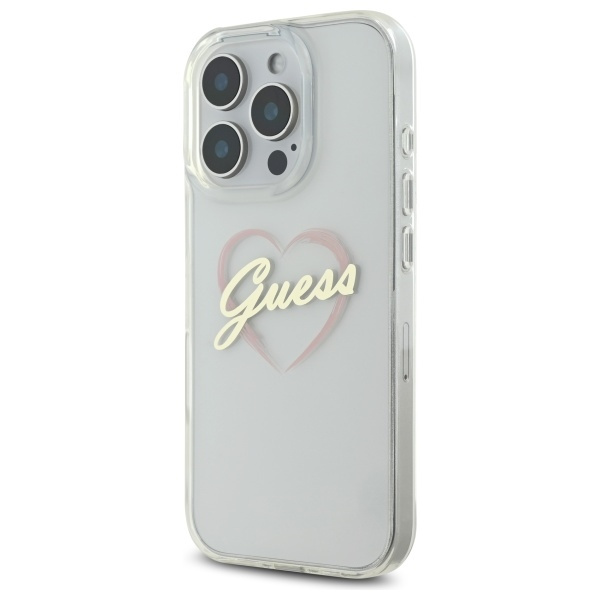 Etui Guess iPhone 16 Pro 6.3" przeźroczysty/transparent hardcase IML Heart