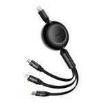 Baseus Bright Mirror 2 zwijany kabel przewód 3w1 USB Typ C - micro USB + Lightning + USB Typ C 3.5A 1.1m czarny (CAMJ010201)