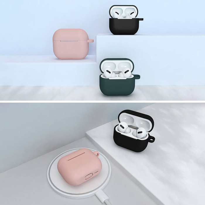 Etui do AirPods 3 silikonowy miękki pokrowiec na słuchawki + brelok karabińczyk zawieszka ciemnoniebieski (case D)