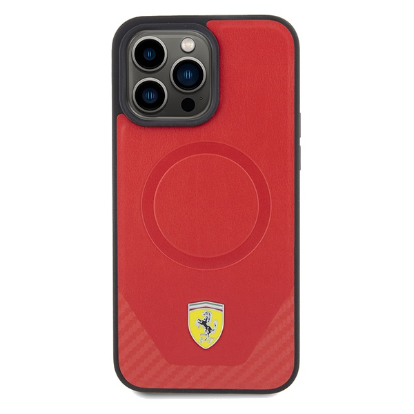 Etui Ferrari FEHMP15LPTER iPhone 15 Pro 6.1" czerwony/red hardcase Carbon Metal Logo MagSafe Case
