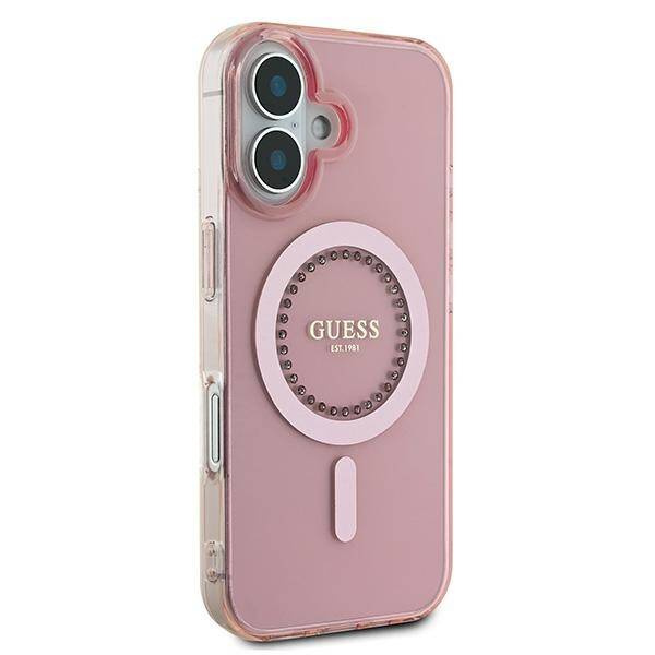 Etui Guess iPhone 16 Plus 6.7" różowy/pink hardcase IML Rhinestones MagSafe