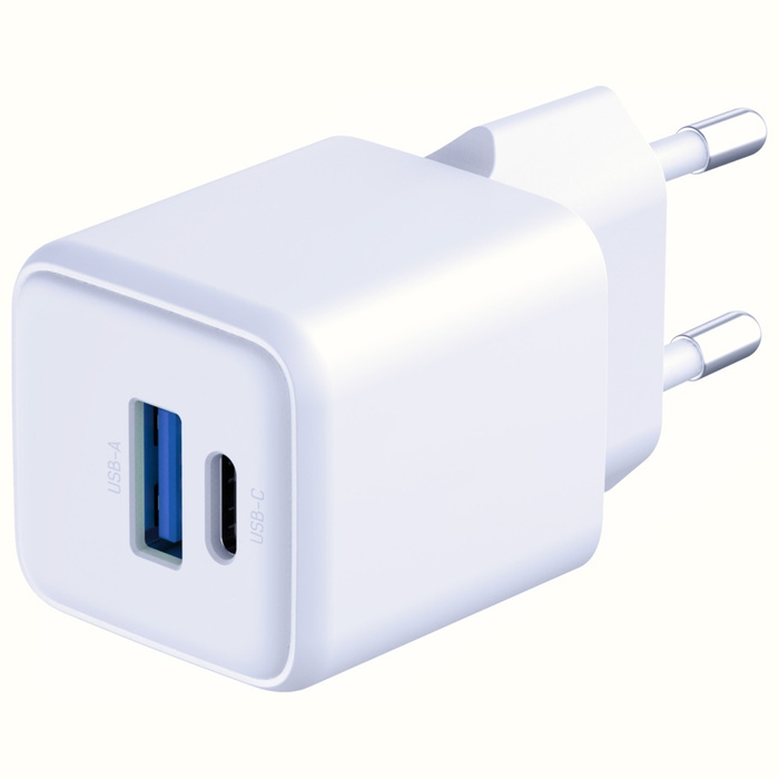 Ładowarka sieciowa 3MK Hyper GaN Charger 20W 1xUSB-A 1XUSB-C PD QC4+ biały