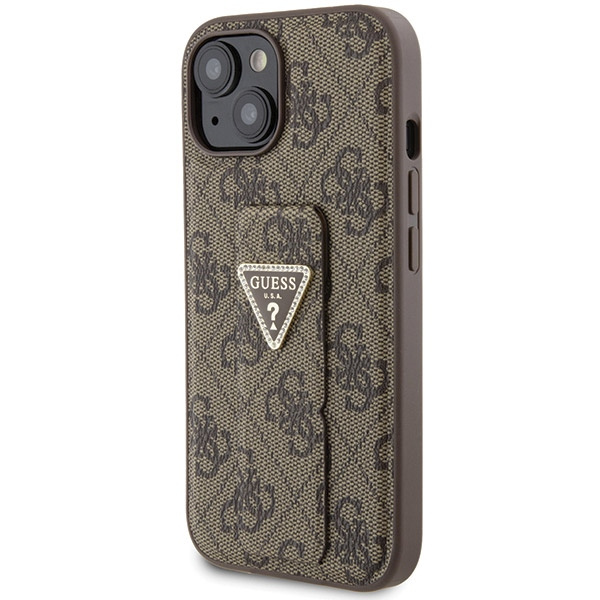 Etui Guess GUHCP15SPGS4TDW iPhone 15 6.1" brązowy/brown hardcase Grip Stand 4G Triangle Strass Case