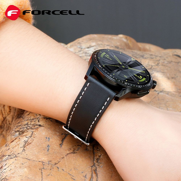 Pasek do Samsung Galaxy Watch Forcell F-Design FS21 dziurki skóra ekologiczna 22 mm brązowy