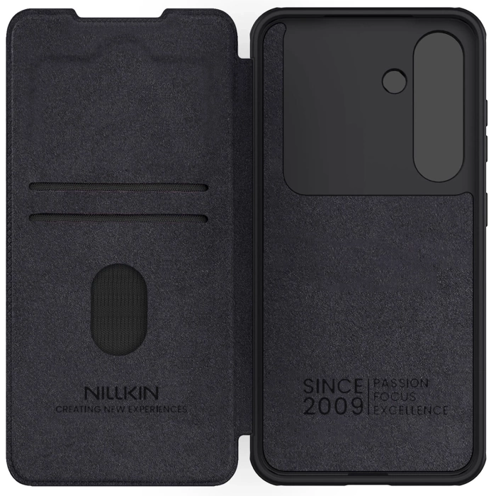 Etui z klapką Nillkin Qin Pro Leather Case Samsung S25, BLACK / CZARNY