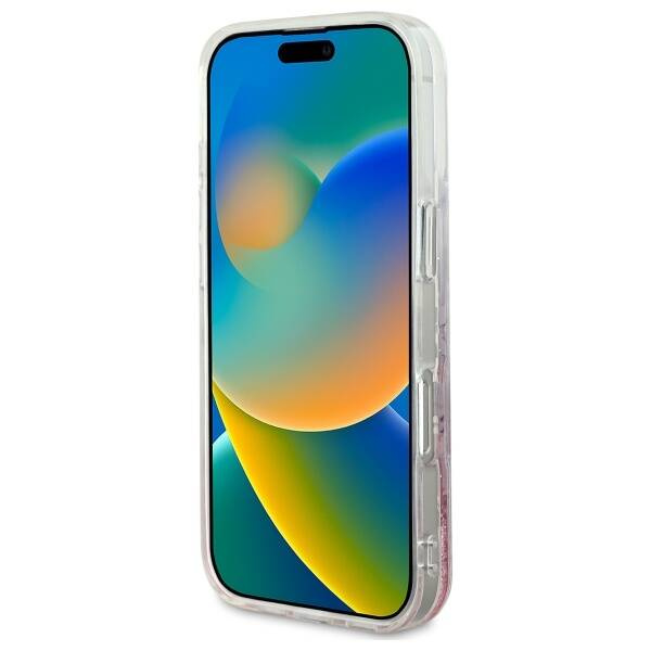 Etui Guess iPhone 16 Pro Max 6.9" różowy/pink hardcase Liquid Glitter Flower MagSafe