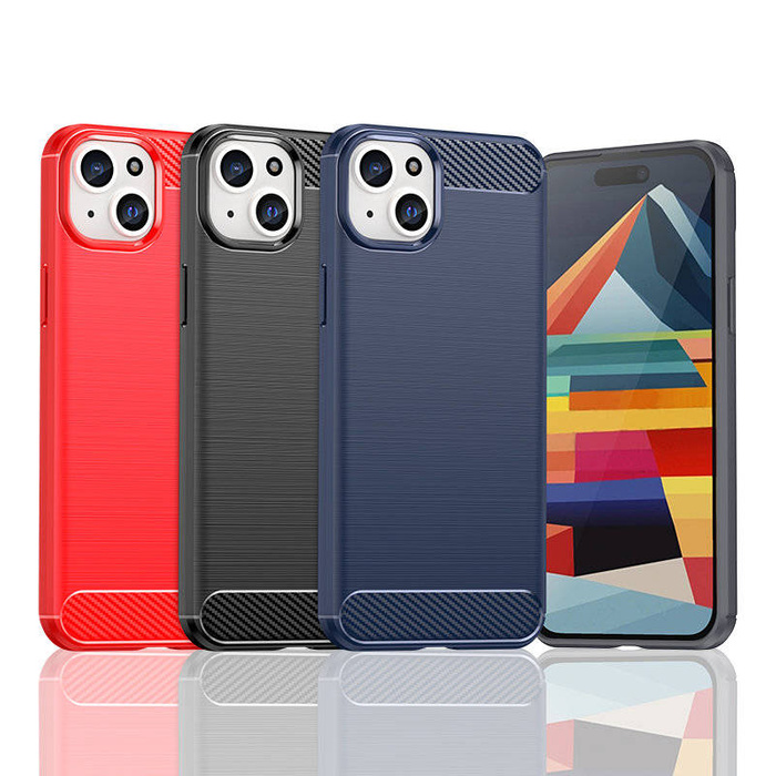 Etui Elastyczne etui wzór karbon do iPhone 15 Plus Carbon Case - niebieskie Case