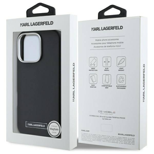 Etui Karl Lagerfeld iPhone 16 Pro 6.3" czarny/black hardcase FW Metal Plate MagSafe